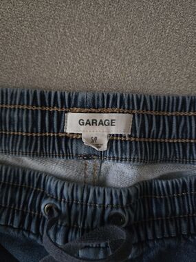 GARAGE Elastic Waist Denim Joggers - Blue